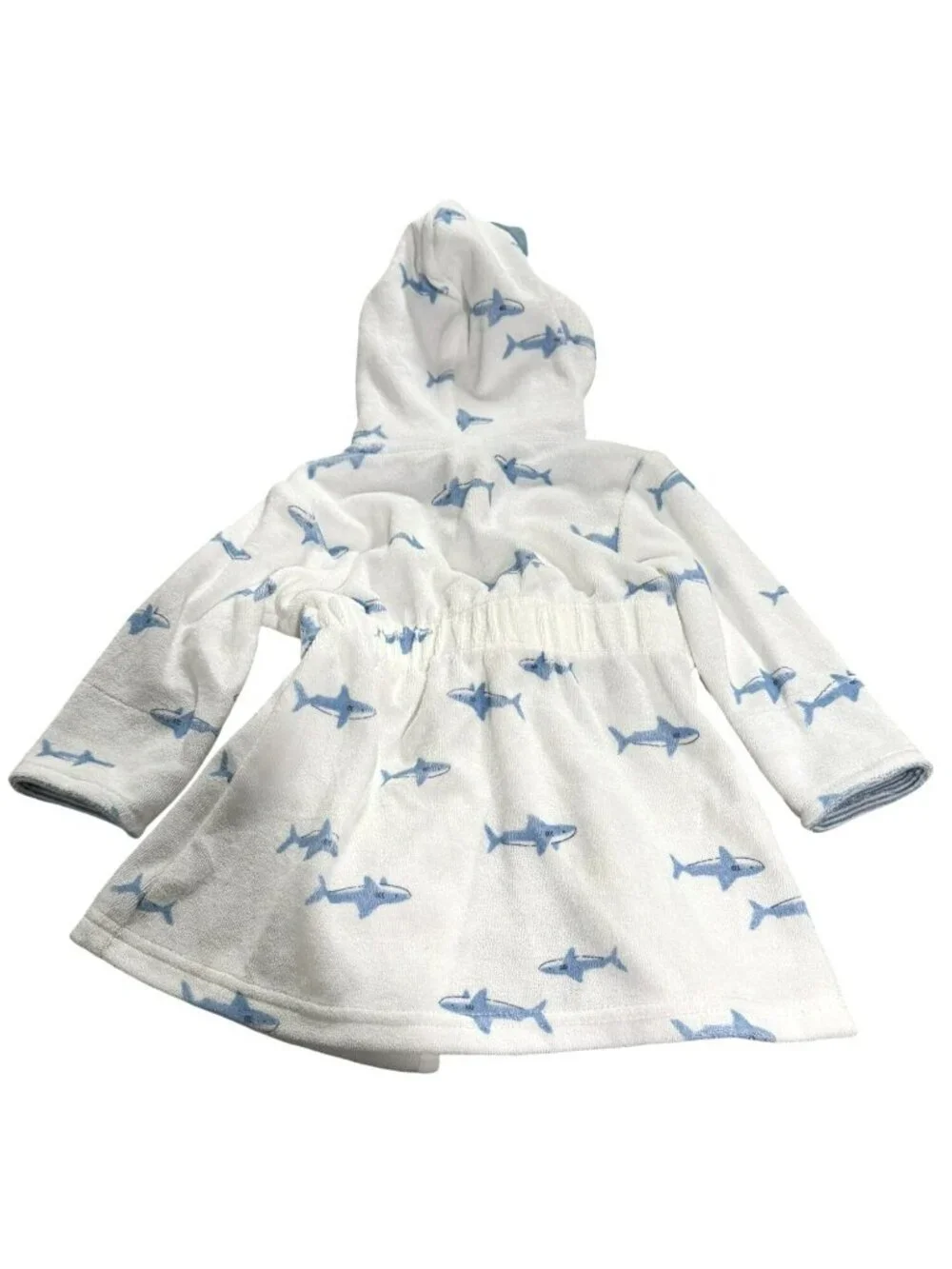 Carters Baby Shark Hooded Bathrobe 0-9M White & Blue NWOT